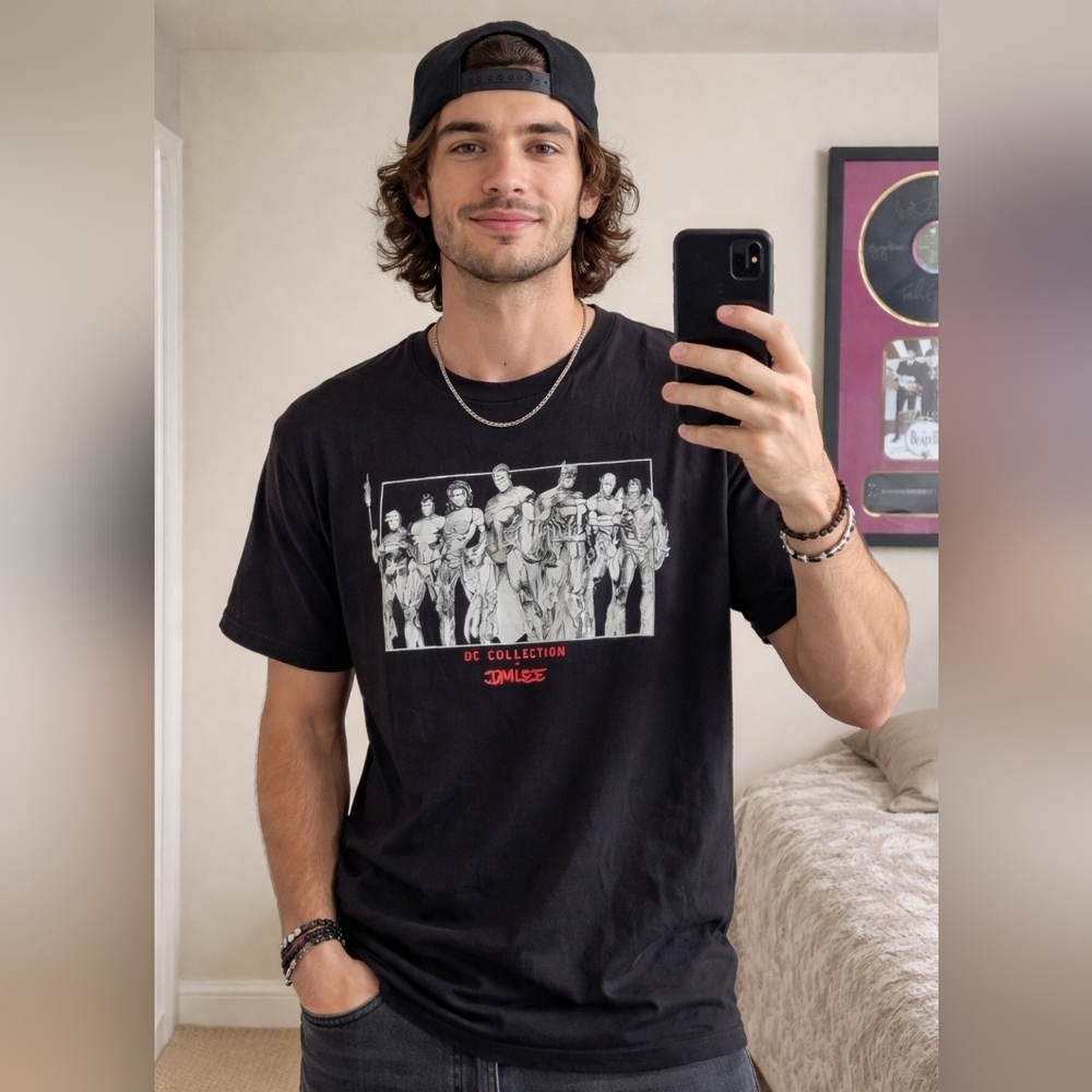 Jim Lee DC Collection Heroes Artist Men's T Shirt XL Black Justice League